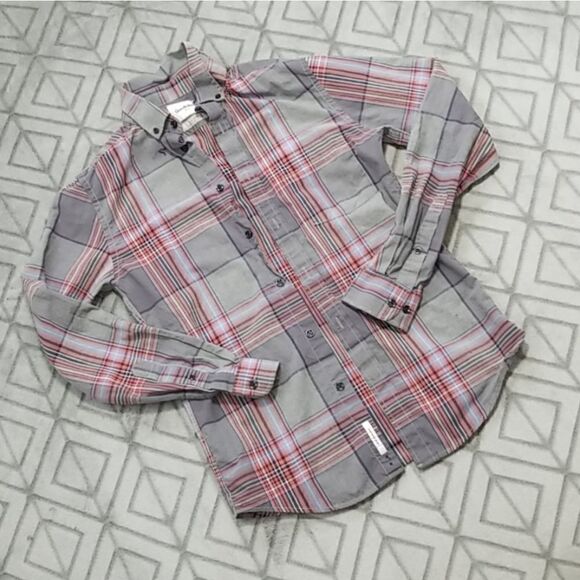 NWOT Goodfellow Plaid Button Down Classic Casual Dressy Basic Long Sleeve Shirt - Picture 1 of 5